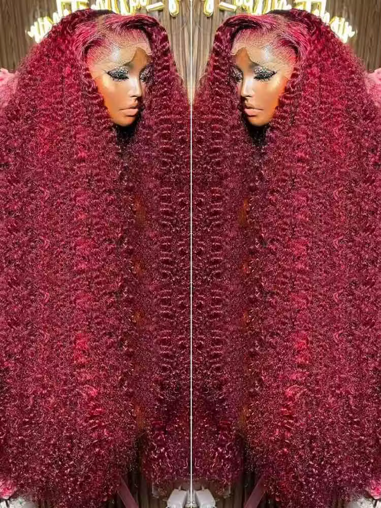 99J bordeaux 250 densité 13x4 HD dentelle avant perruques cheveux humains vin rouge 30 pouces vague 