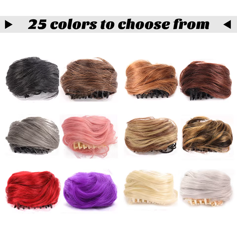 LM – Chignon synthétique bouclé pour femmes, postiche à griffes ombrées, chignons en désordre, pince