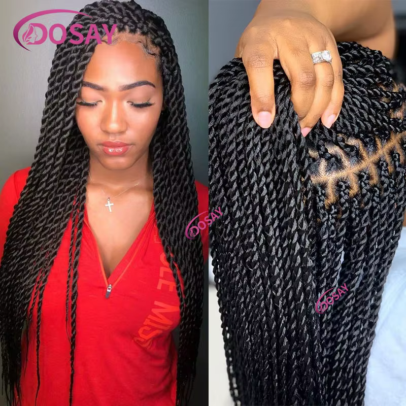 Perruque Lace Front Wig synthétique tressée en boîte, perruque Lace Front Wig complète pour femmes n