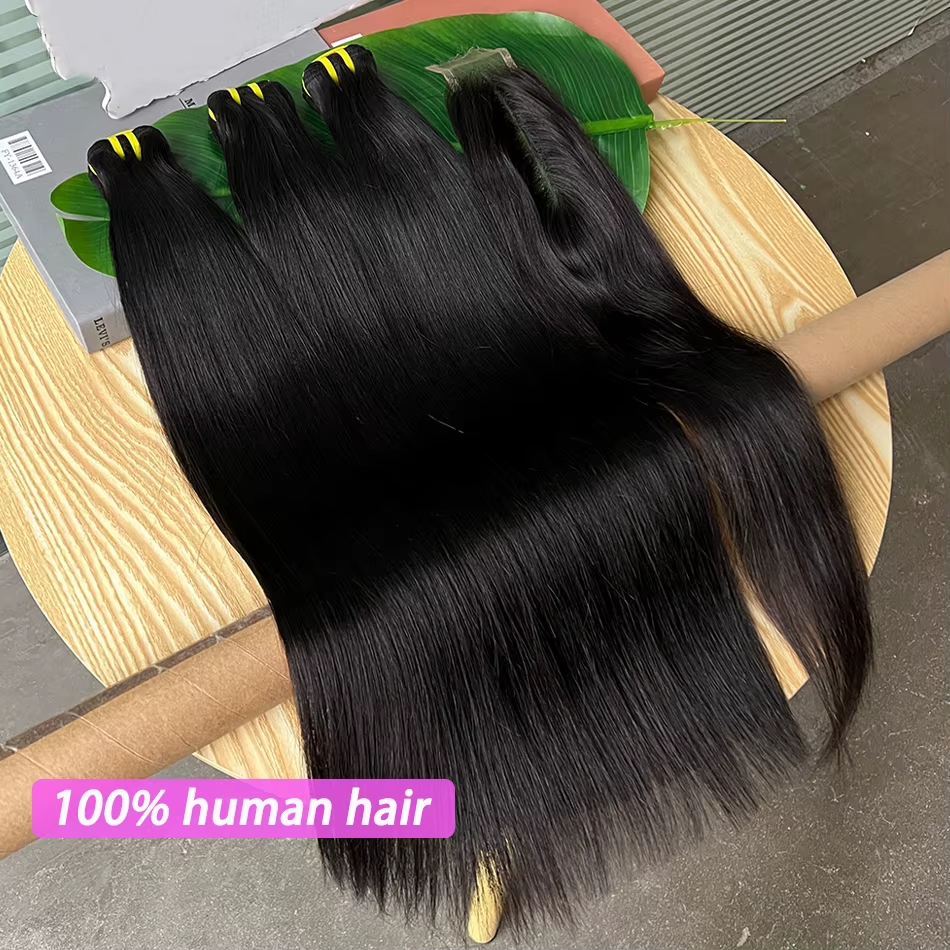 Paquets droits avec 2x6 HD fermeture à lacets Invisible cheveux humains couleur naturelle Extensions