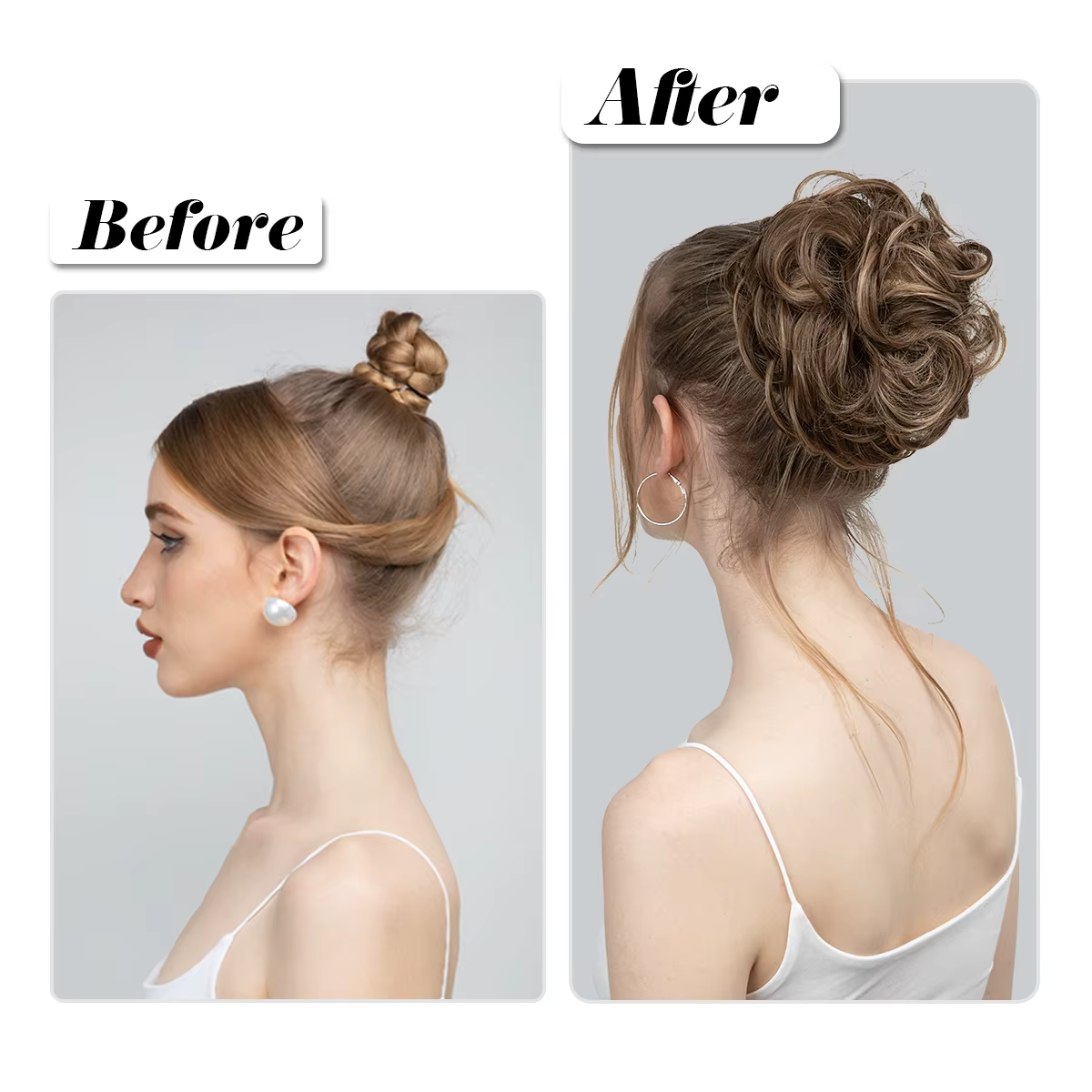Extensions de Chignon synthétiques en désordre, grands chouchous élastiques bouclés, postiche Chigno