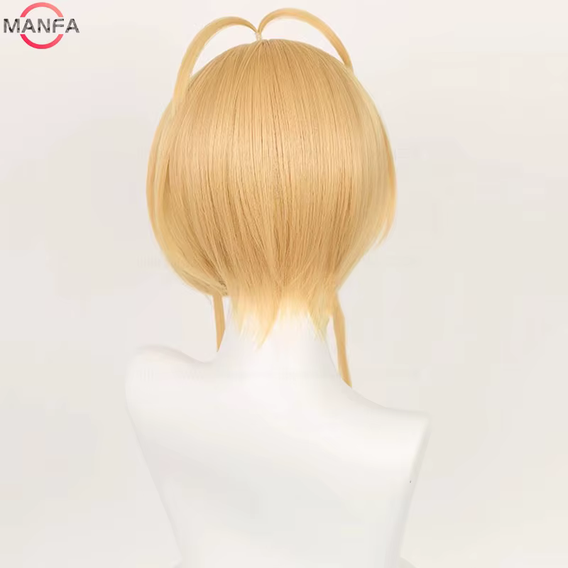 Perruque de Cosplay Anime Sakura Kinomoto, perruque courte de 46cm pour femmes et filles, cheveux sy