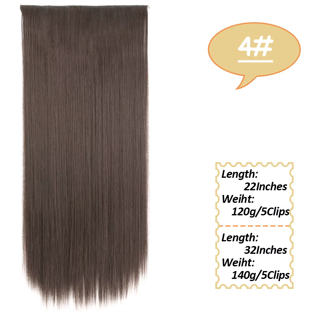 Extensions capillaires synthétiques 80cm, postiche à 5 Clips, postiche longue et lisse résistante à 