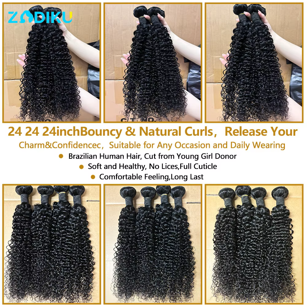 262626 Pouces Tissage Humain Hair Curly Wave Tissage Brésilien 100% Cheveux Humain 12A Tissage Ondul