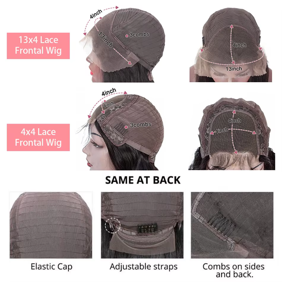Perruques Lace Frontal 13x4 ultra-lisses, coupe courte bob, pré-épilées, avec dentelle transparente