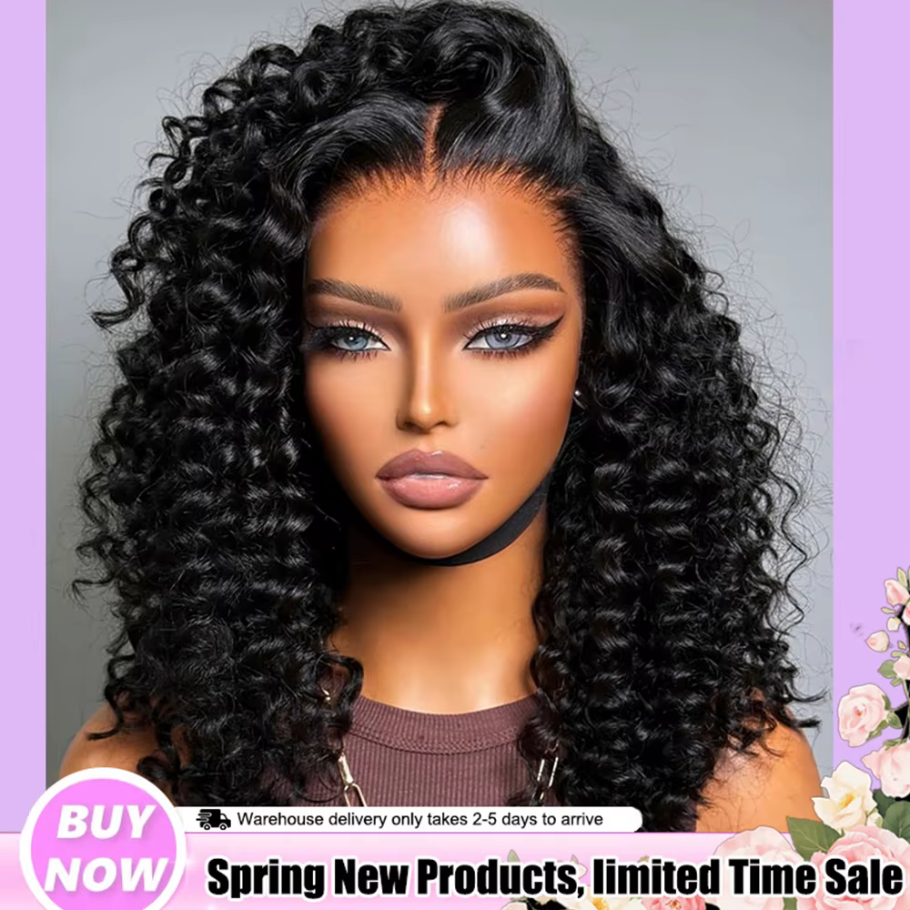 Perruque bouclée profonde sans colle 13X4 facile à porter pour femmes-cheveux humains brésiliens vie