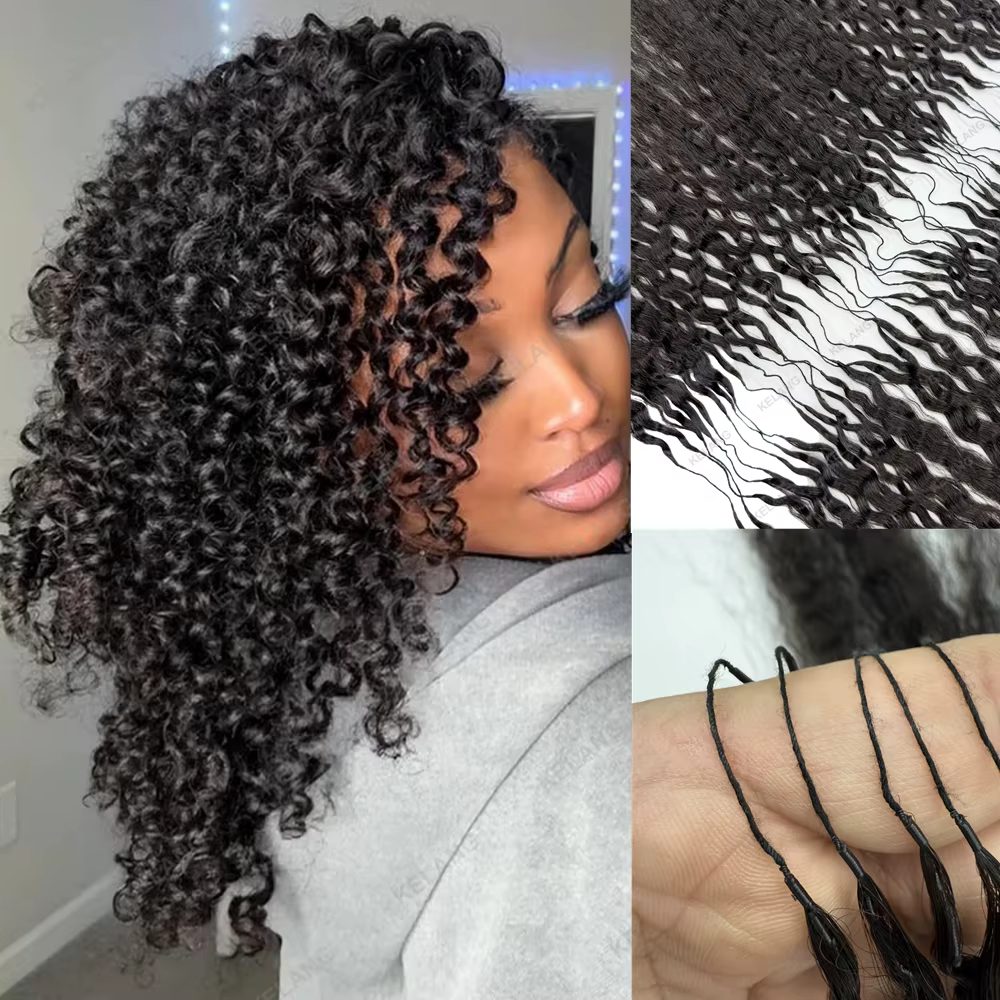 Extensions de cheveux bouclés crépus en plumes, extensions de cheveux au crochet sans nœuds pré-sépa