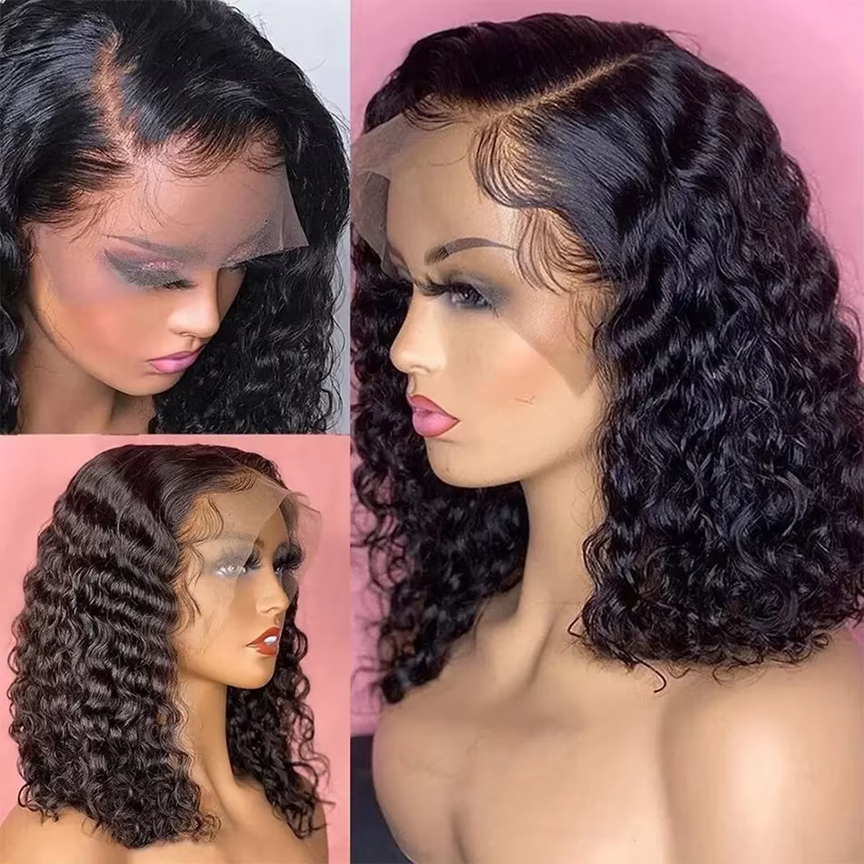 Perruque Courte Bob 13x4 HD Lace Front Ondulée Bouclée 230% Densité, Cheveux Humains Brésiliens 100%