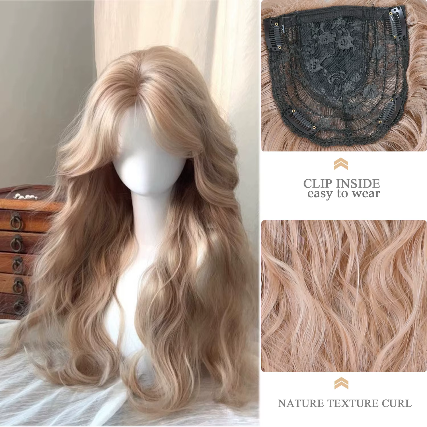 Perruques blondes sales synthétiques à l'aspect naturel, perruque longue et droite à couches pour fe