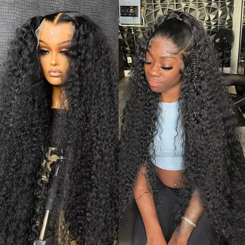 Perruque Lace Wig Deep Wave Naturelle Bouclée pour Femme, Cheveux Humains, 13x4 HD, 13x6, 4tage, Den