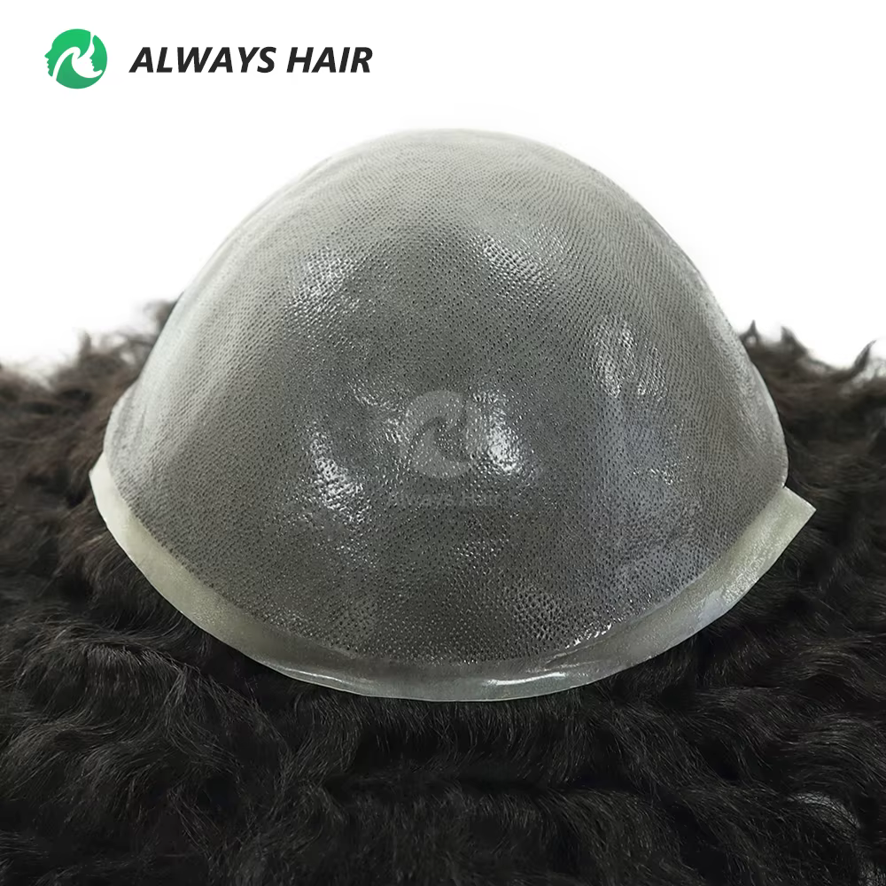 Afro toupet Curl 4mm 6mm 8mm 12mm 0.12-0.14mm peau Afro perruque pour hommes noirs vrais cheveux hum
