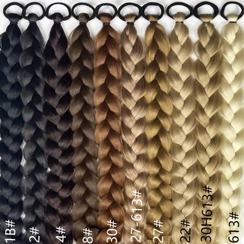 Extensions capillaires synthétiques tressées longues de 24 pouces pour femmes, avec bande élastique,
