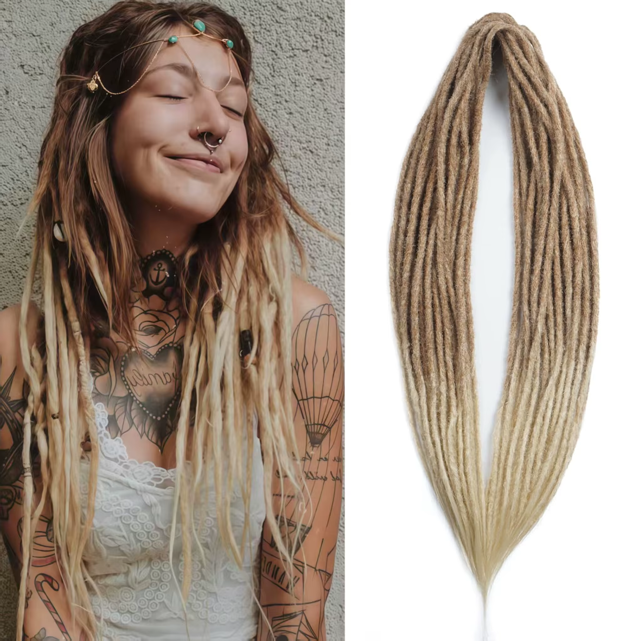 Extensions de dreadlock synthétiques à Double extrémité à 10 brins pour femmes, dreads blondes ombré