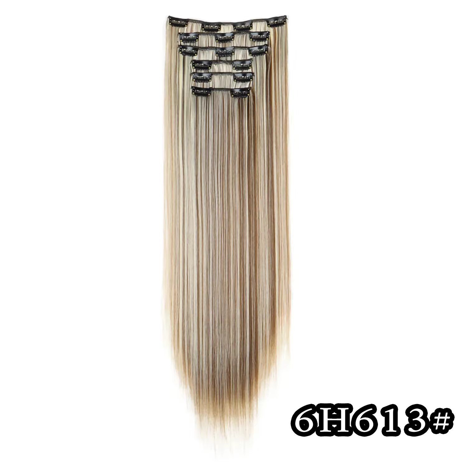 Extensions de cheveux noirs 24 "/60 cm 6 pièces/ensemble femmes longue ligne droite synthétique plei