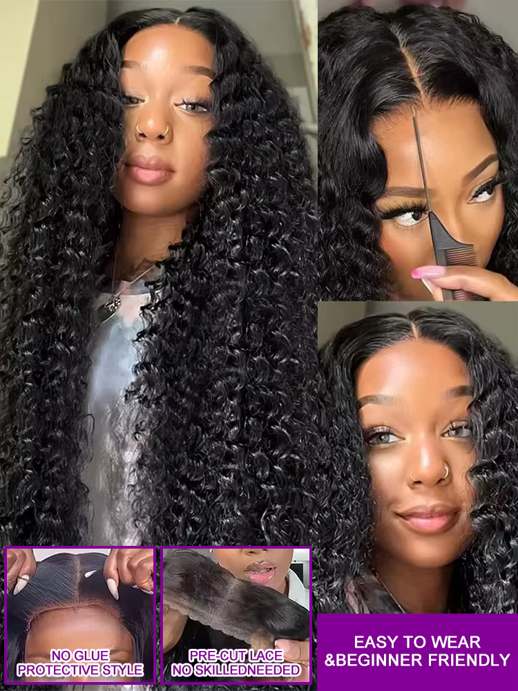Perruque brésilienne en cheveux humains 13x4 13x6 HD Lace Front, Deep Wave, 30 40 pouces, densité 25
