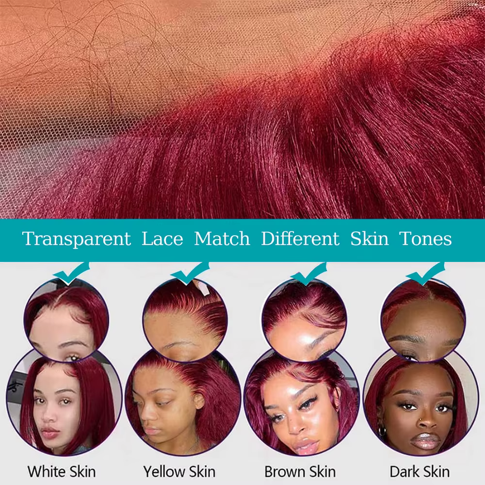 Perruque Bob bordeaux cheveux humains 13x4 dentelle frontale droite 99J perruques de cheveux humains