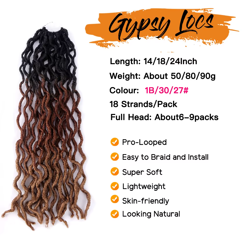 Déesse Faux Locs Crochet cheveux doux bouclés Dreadlocks Extensions de cheveux synthétique tressage