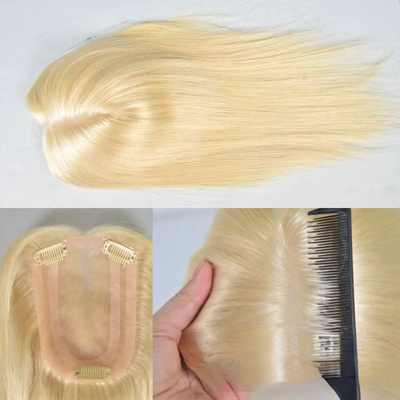 Topper 100% cheveux humains pour femmes, Base Mono Pu, 4x6 pouces, 14 pouces, partie centrale, Durab