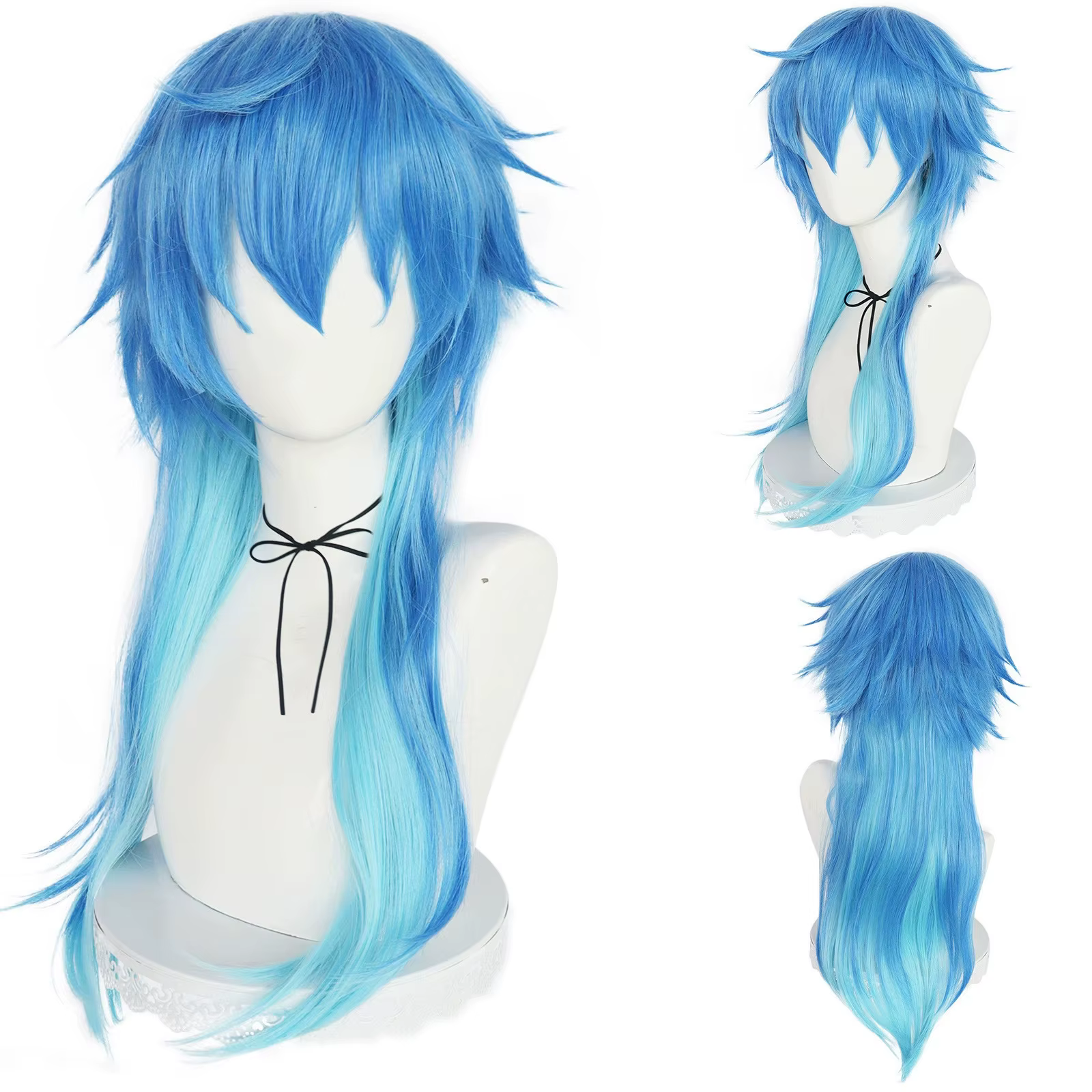 Perruque de Cosplay synthétique DMMD Seragaki Aoba, perruque de meurtre dramatique, dégradé bleu, ré