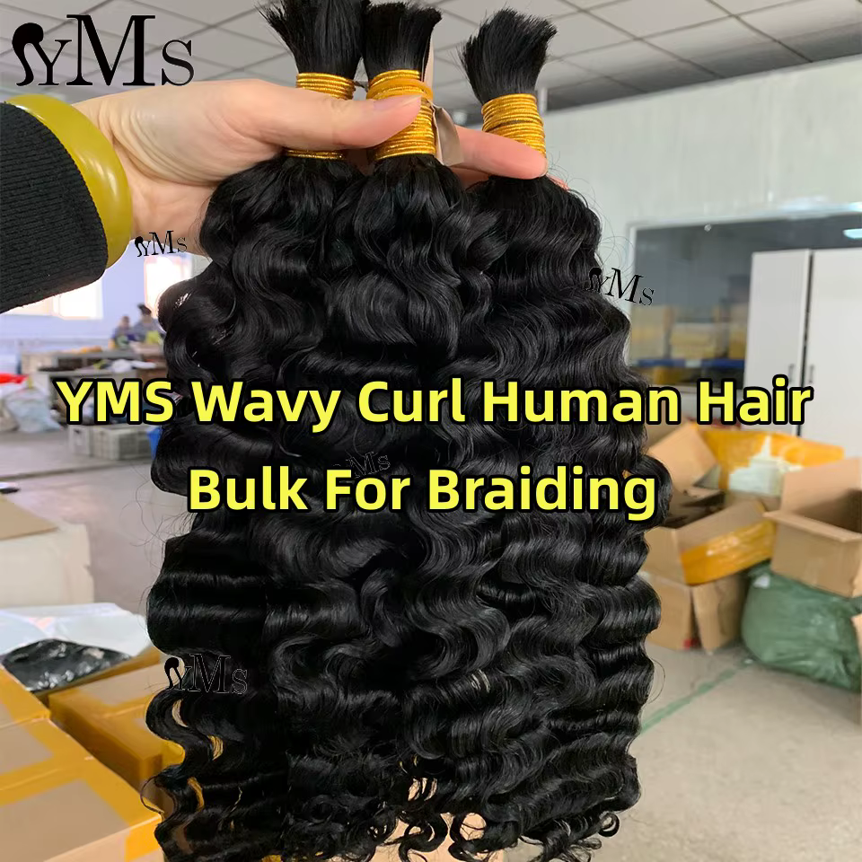 Cheveux humains en vrac pour tresser des extensions de cheveux bouclés ondulés sans trame YMS Double