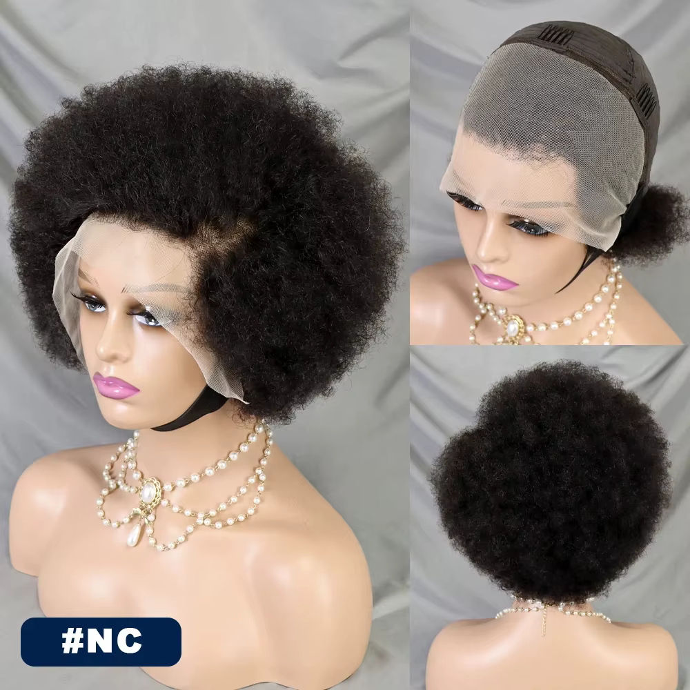 MALAIKA-Perruque Bob Lace Front Wig naturelle crépue bouclée, cheveux humains, afro, 13 age, sans co