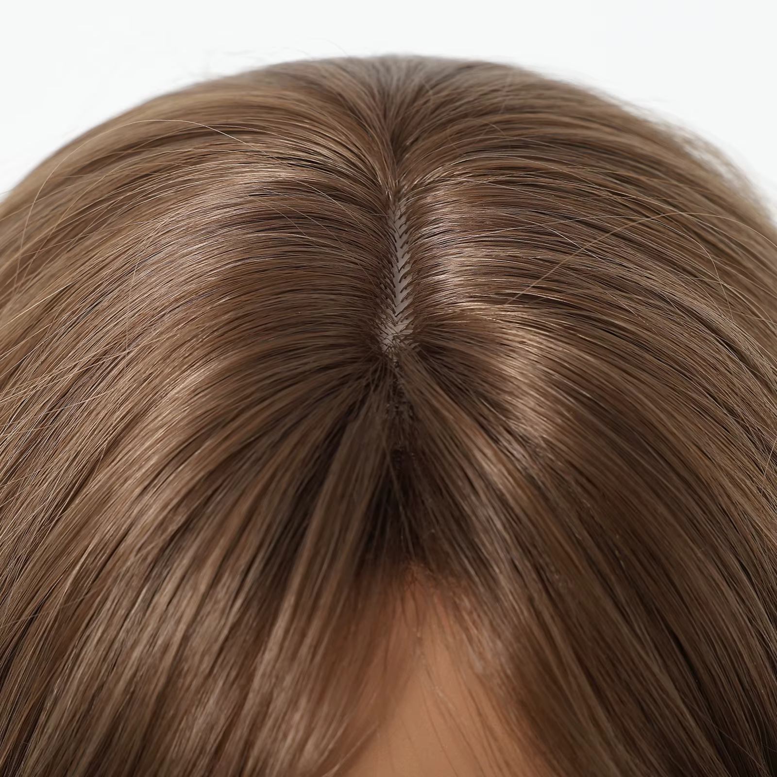 Perruque synthétique marron miel, perruques courtes ondulées avec frange avec raie moyenne, perruque