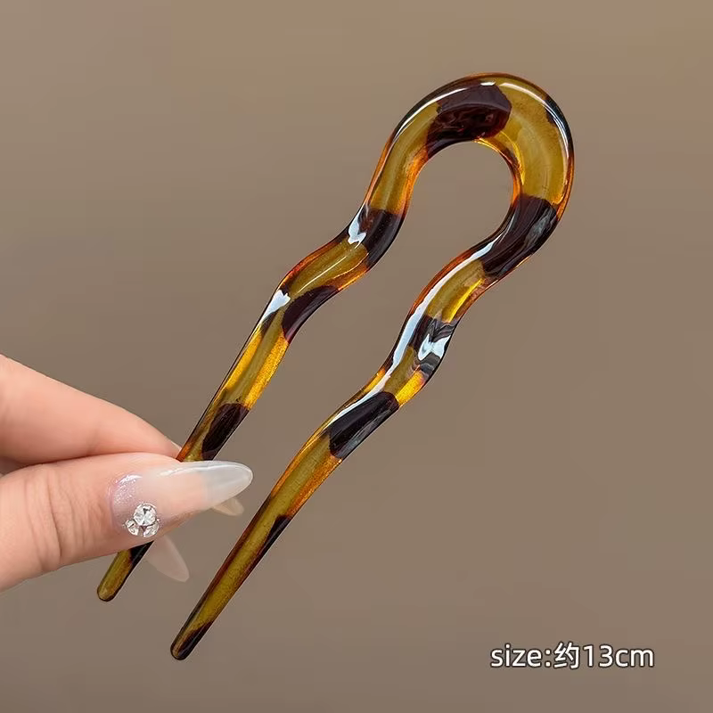 Fourchette à cheveux en forme de U, épingle à cheveux en acétate de écaille de tortue, Design géomét