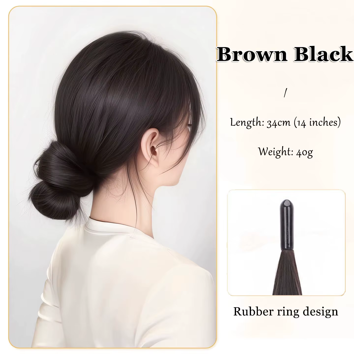 Extensions de cheveux synthétiques longues et lisses à enroulement automatique avec anneau en caoutc