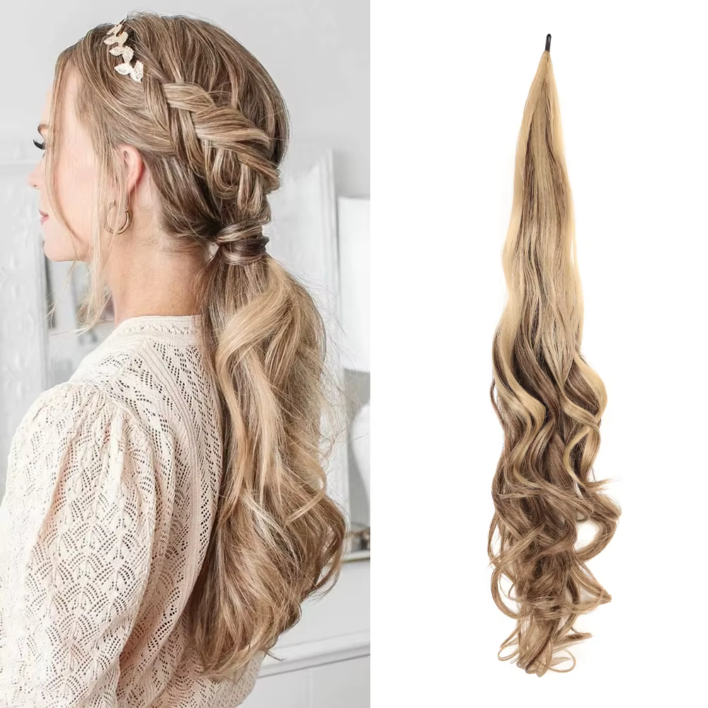 Extensions de queue de cheval synthétique pour femmes, fausse queue de cheval blonde, postiches, 26 