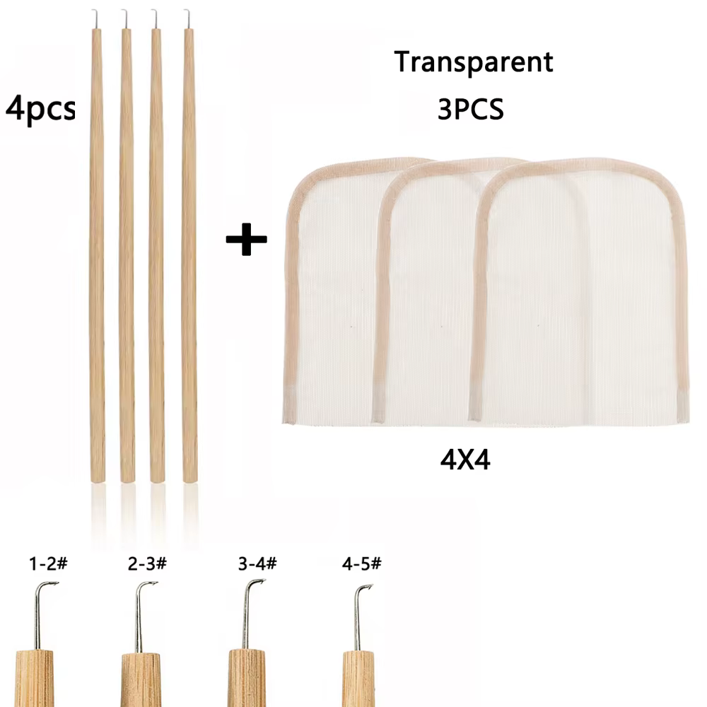 Perruque faisant 7 pièces/ensemble comprenant 3 supports de filet de dentelle suisse avec 4 aiguille