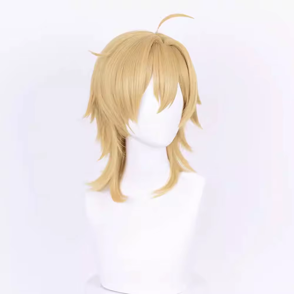 Perruque synthétique courte et lisse à tête de mulet Blonde avec frange, perruque moelleuse de jeu d