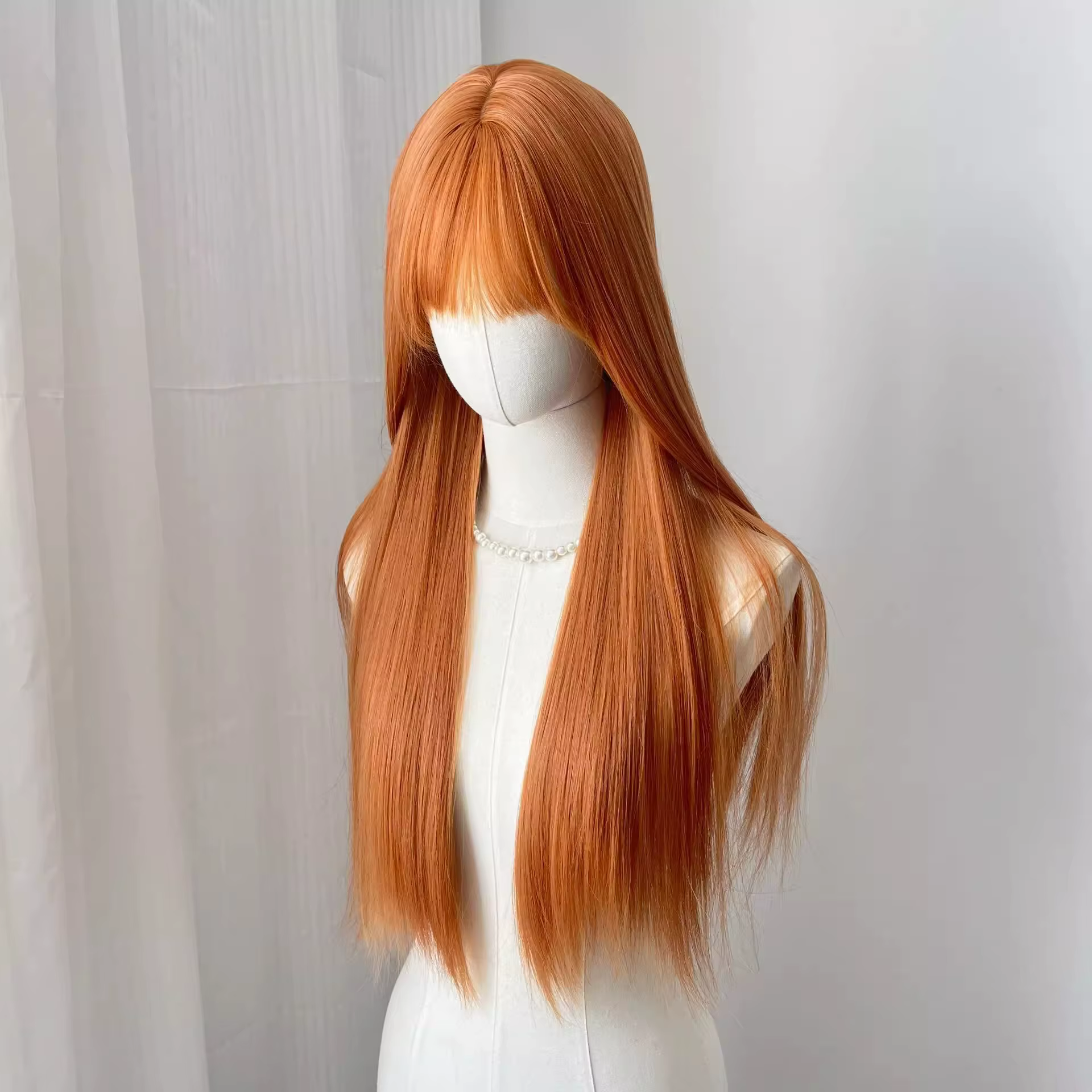 Perruque synthétique orange à grandes vagues, perruque de cosplay pour fête d'Halloween, perruque qu