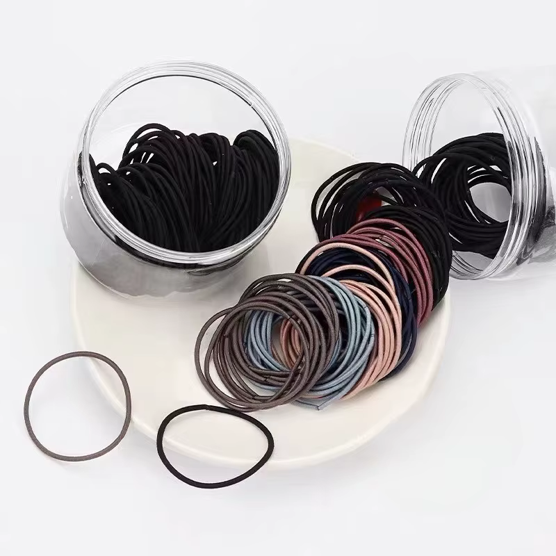 Bandeau élastique noir pour femmes, corde à cheveux pour filles, pince à queue de cheval de couleur 