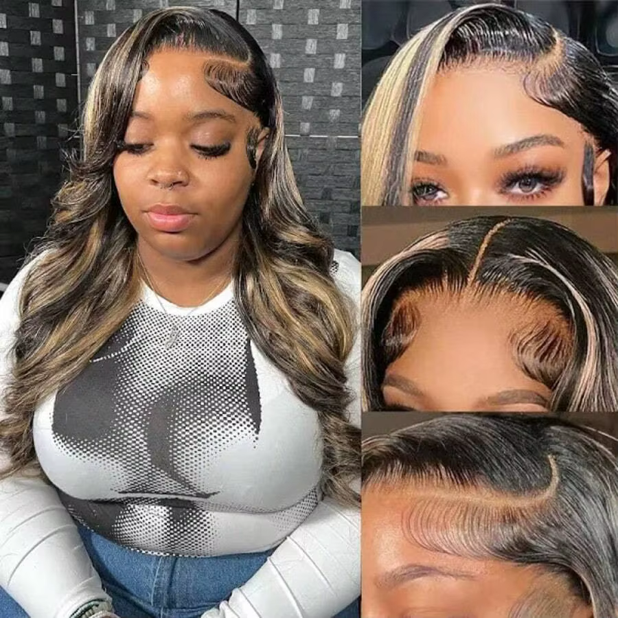 Perruque en cheveux humains 1b/27 Body Wave 13x613x4 HD Lace, avec mèches Ombré, cheveux humains vie