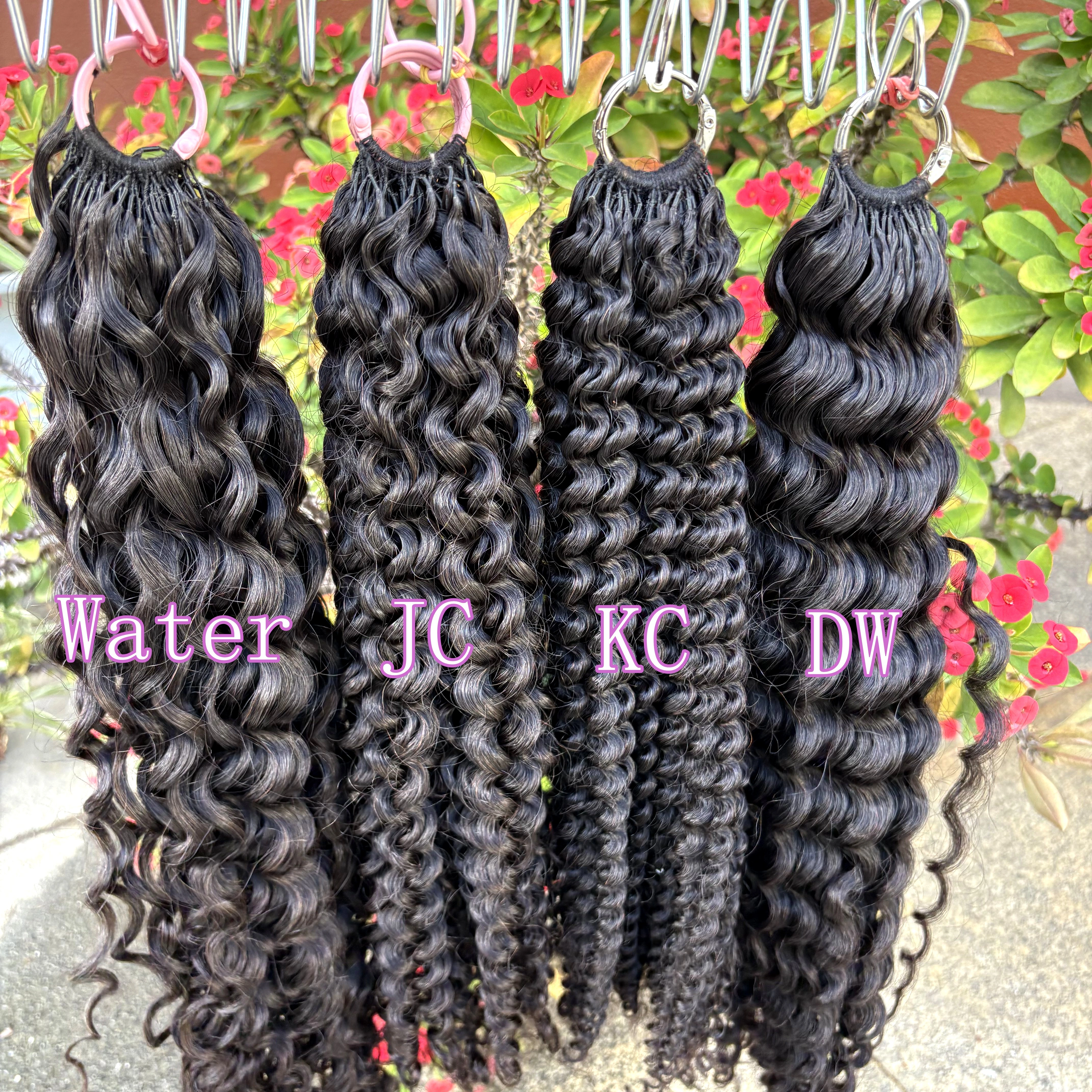 Extensions de cheveux humains au Crochet pré-séparés sans nœuds, cheveux crépus bouclés, plumes au C