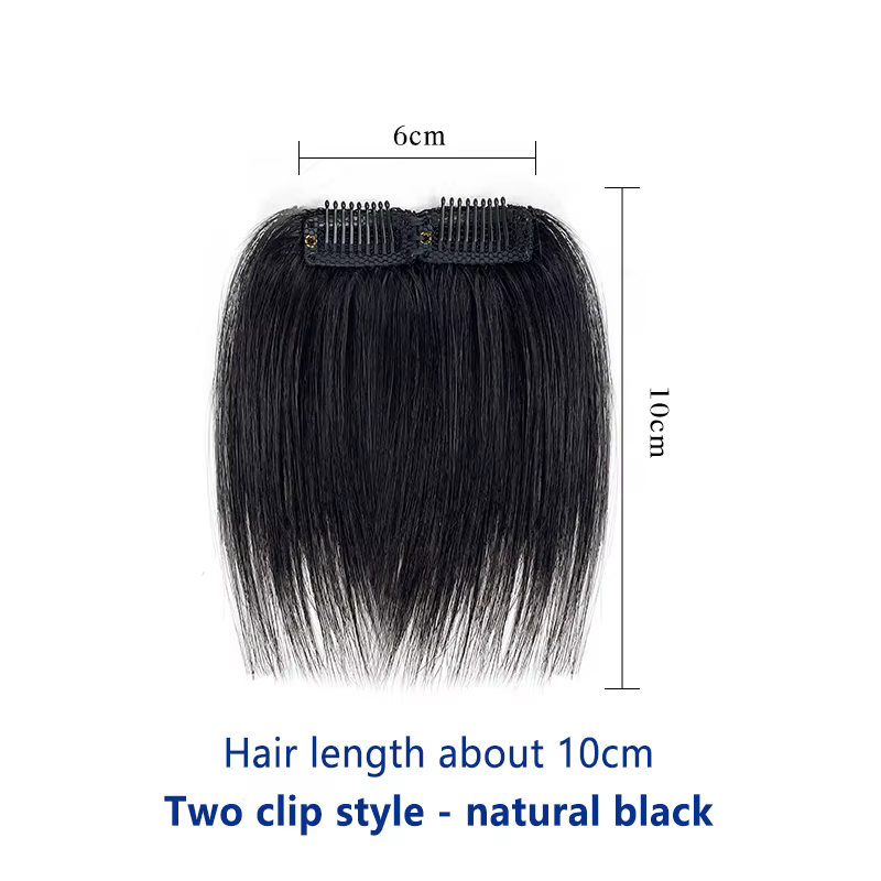 100% cheveux humains hommes 10cm cheveux frange Clips en vrais cheveux Bang couverture haute front f