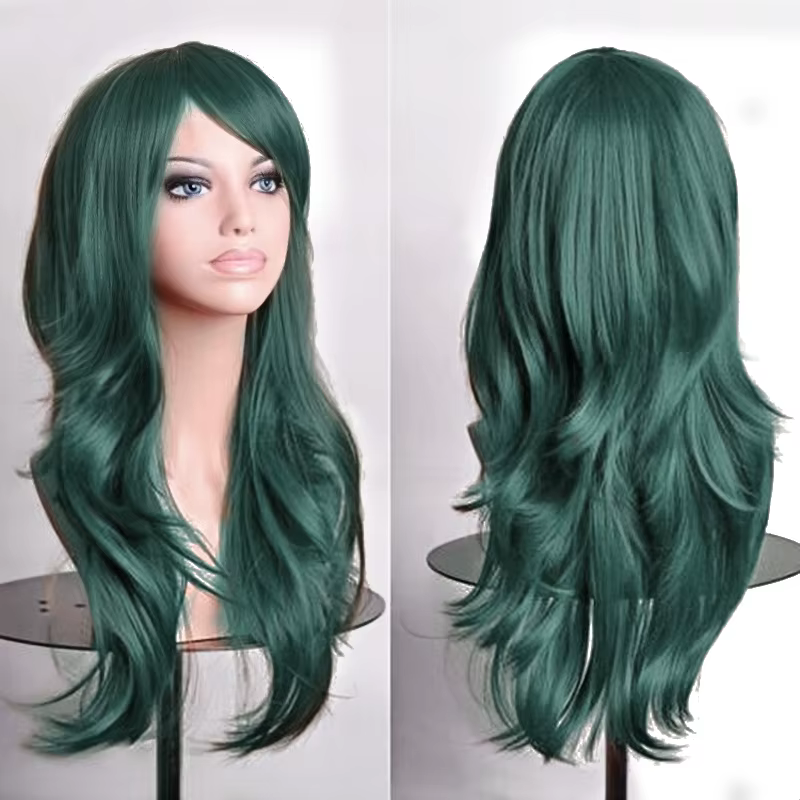 Soowee 70 cm de Long perruques synthétiques rose violet Cosplay perruque ondulée Halloween Costume c