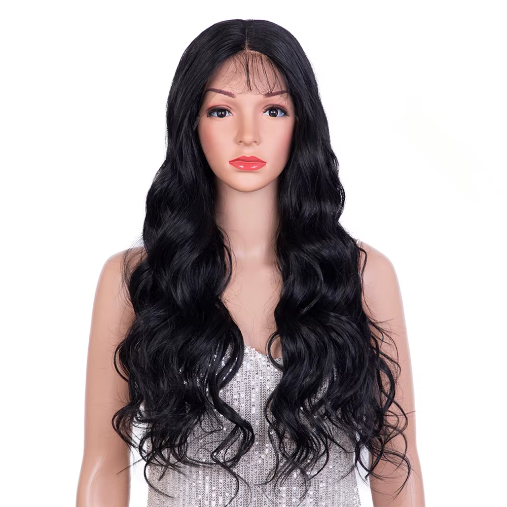 Perruque Lace Frontal Wig synthétique pour femmes, perruque de Cosplay à reflets, Body Wave, Orange,