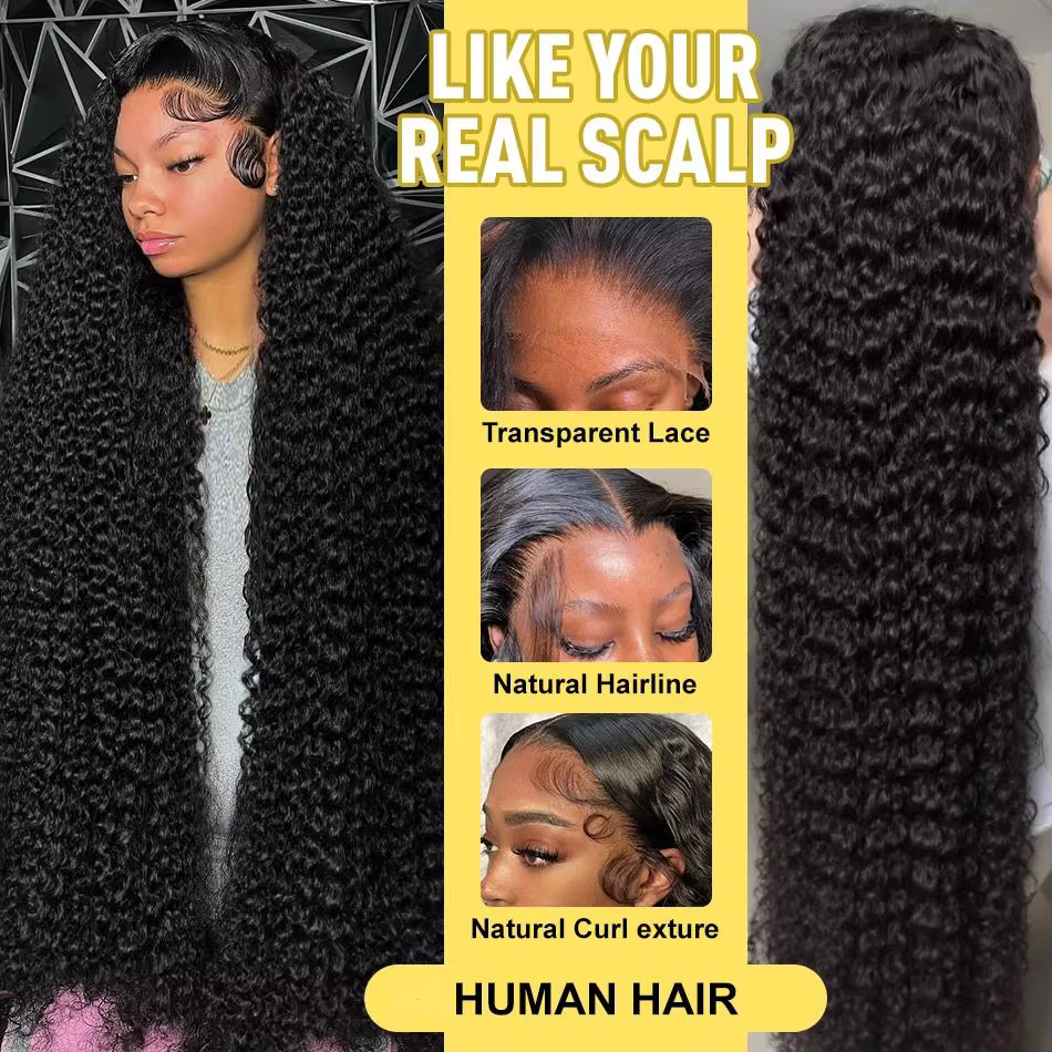 Perruque frontale en dentelle HD 13x6 Deep Wave, cheveux humains bouclés Water Wave, 38-40 pouces, p