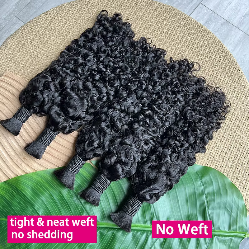 Cheveux humains en vrac bruts pour tresser en gros birmans bouclés Boho tresses Extensions de cheveu