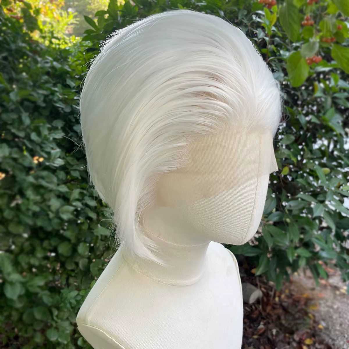 Perruque Lace Front Wig synthétique courte coupe Bob, perruque de Cosplay pour hommes et femmes, cou