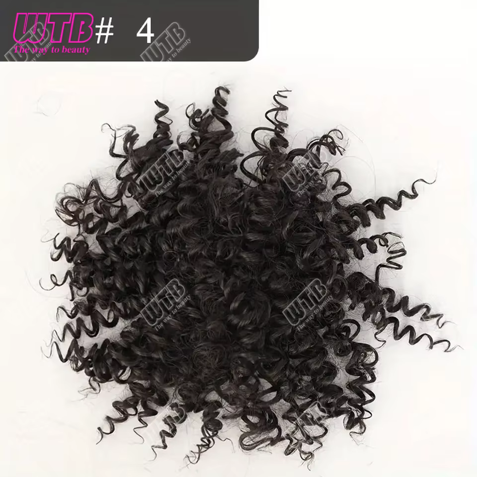 4 pouces synthétique Afro crépus bouclés Chignon Extension de cheveux pièces de cheveux Updo couvert