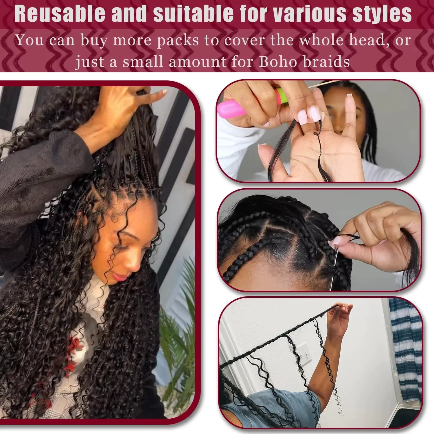 Extensions de cheveux humains au crochet Dialola Invisible Curly, boucles profondes Pixie, cheveux a