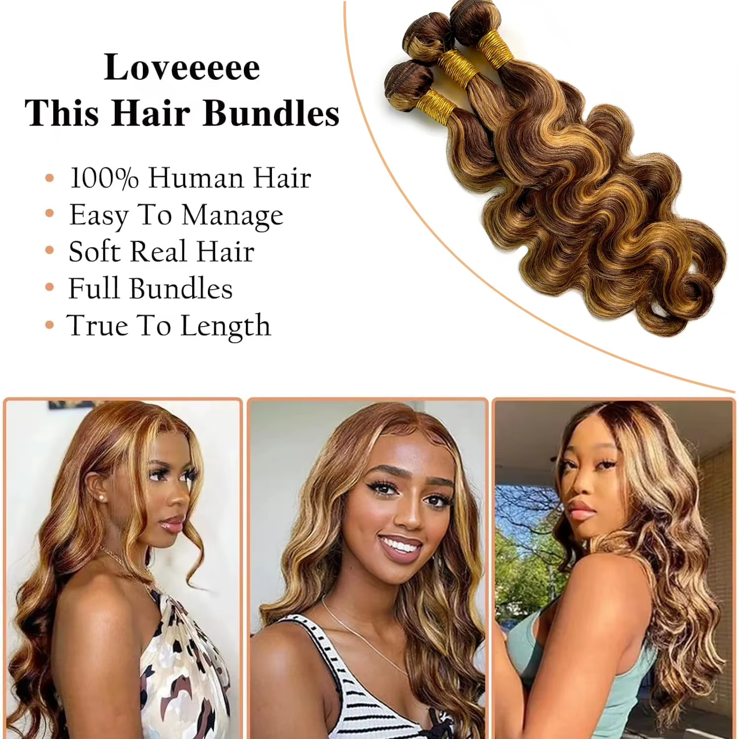 Offres sur les extensions de cheveux naturels brésiliens non traités, ondulés, colorés, 16A Highligh