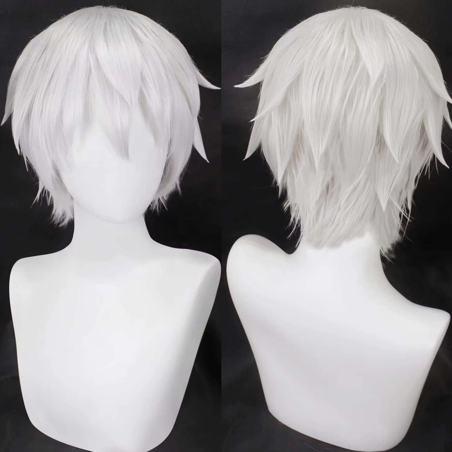 Perruque noire pour hommes et femmes, perruque courte noire pour Cosplay, perruque superposée, perru