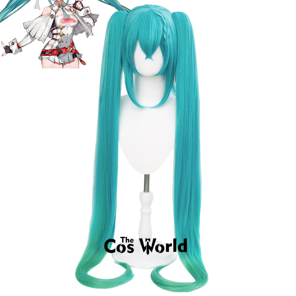 Perruque de cosplay d'anime Miku 2023 Racing, 120 cm/47 pouces, longue et droite, pour Halloween, en