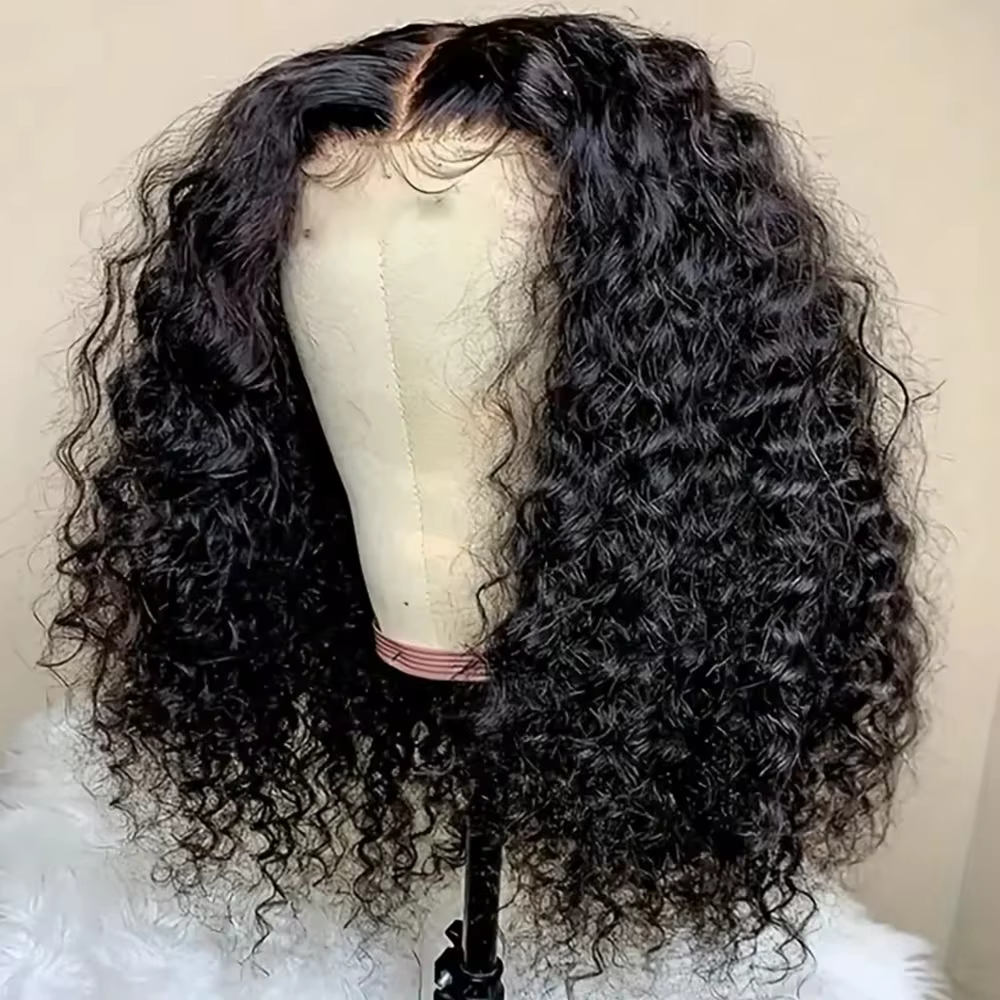 Perruque Bob courte bouclée cheveux humains vague profonde sans colle Wear And Go 13X6 Hd dentelle a