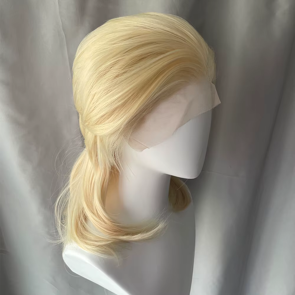 Perruque Lace Front Wig synthétique Blonde 613, 13x4, longueur d'épaule, perruque de Cosplay mulet p