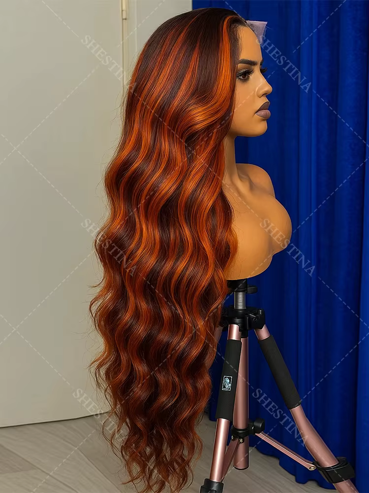Aucune densité de cheveux humains 200% de perruque d'avant de dentelle d'ombre de point culminant de