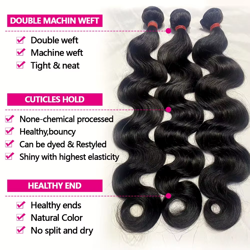 12A Body Wave Tissage Cheveux Humains Tissage Lot Brésilien 2x6 And 32 Inch Tissages Transaprent Mèc